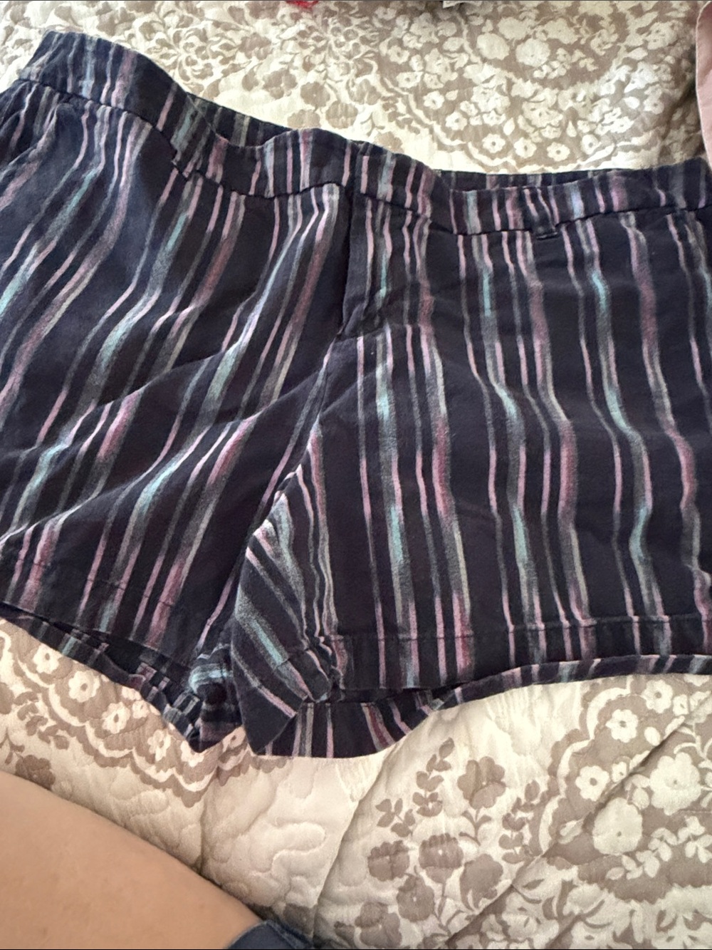 Merona Black Striped Athletic Shorts with Pink & Teal Stripes
